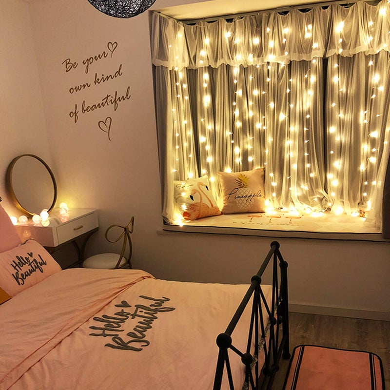 JMTGNSEP LED String Light 300 LED Lights 8 Modes Control Decoration USB Powered Waterproof Lights for Curtain Christmas Bedroom Party Wedding Home (9.8ft X 9.8ft ,White) - Image 2